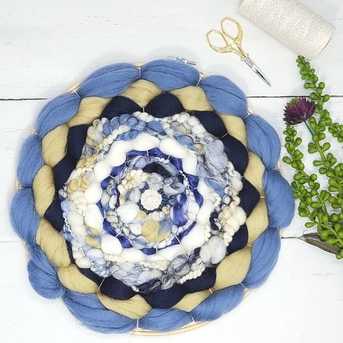 Woven Wall Decor - Coiled Art Yarn Collection - Blue Rhubarb