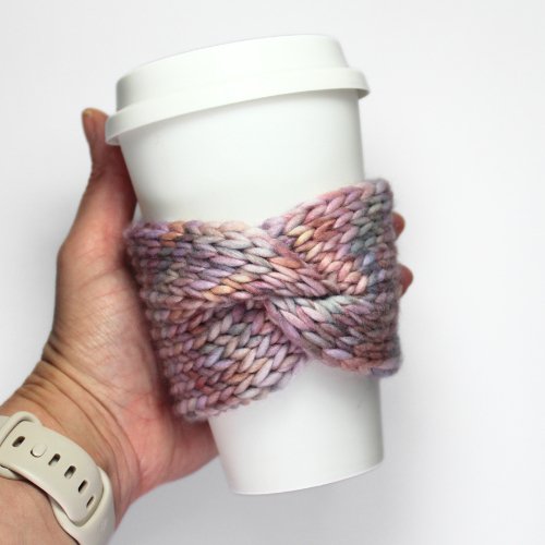 Cup Cozy Twist | Knit Cup Cozy | Knit Cup Sleeve | Cup Cozy - BlueRhubarb