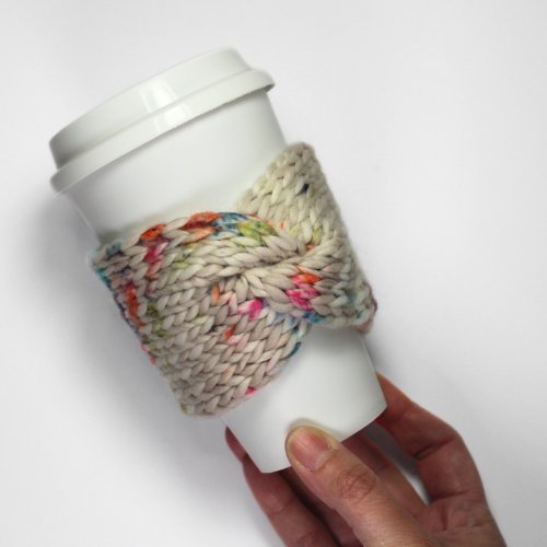 Cup Cozy Twist | Knit Cup Cozy | Knit Cup Sleeve | Cup Cozy - BlueRhubarb