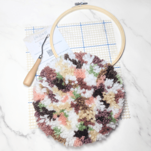 Handmade DIY Round Latch Hook Kit - Neutral Boho