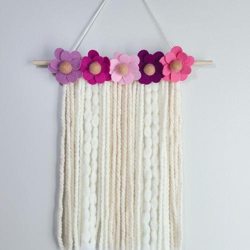 Felt Flower Wall Hanging | Daisy Felt Flower Decor | Pinks - BlueRhubarb