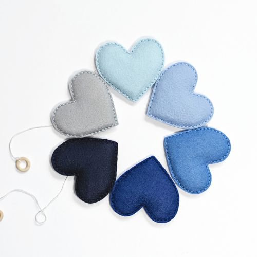 Handmade Felt Heart Garland | Felt Heart | Wall Decor | Blues