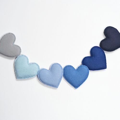Felt Heart Garland | Felt Heart | Wall Decor | Blues - BlueRhubarb
