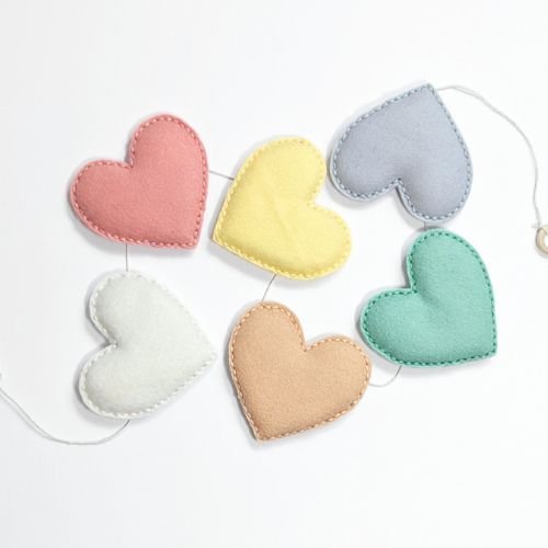 Felt Heart Garland | Felt Heart | Wall Decor | Neutrals - BlueRhubarb