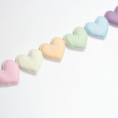 Felt Heart Garland | Felt Heart | Wall Decor | Pastel Rainbow - BlueRhubarb