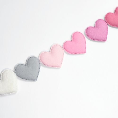 Handmade Felt Heart Garland | Felt Heart | Wall Decor | Pinks
