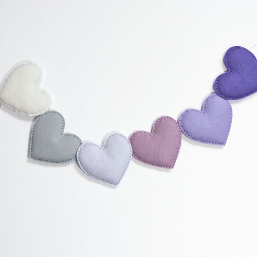 Felt Heart Garland | Felt Heart | Wall Decor | Purples - BlueRhubarb
