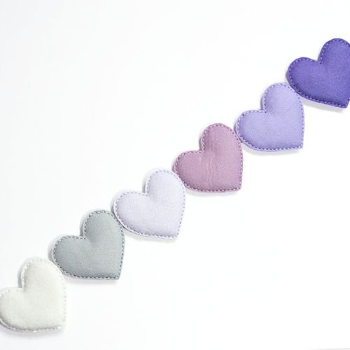 Handmade Felt Heart Garland | Felt Heart | Wall Decor | Purples