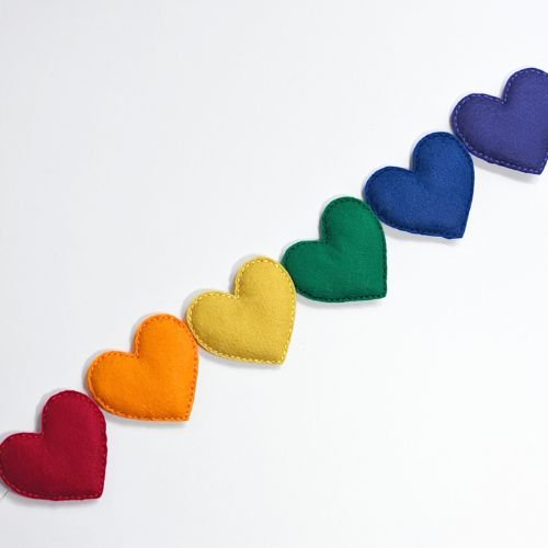 Felt Heart Garland | Felt Heart | Wall Decor | Rainbow - BlueRhubarb