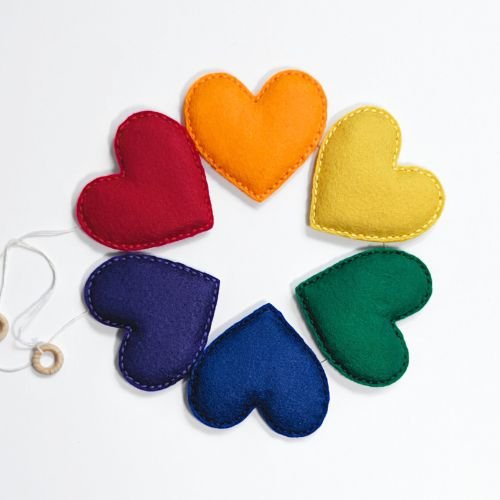 Handmade Felt Heart Garland | Felt Heart | Wall Decor | Rainbow