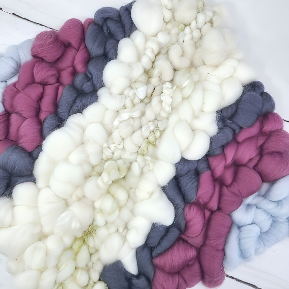 Golden Canvas | White Coil Art Yarn | 10x10 Wall Hanging | Greys Plums - BlueRhubarb