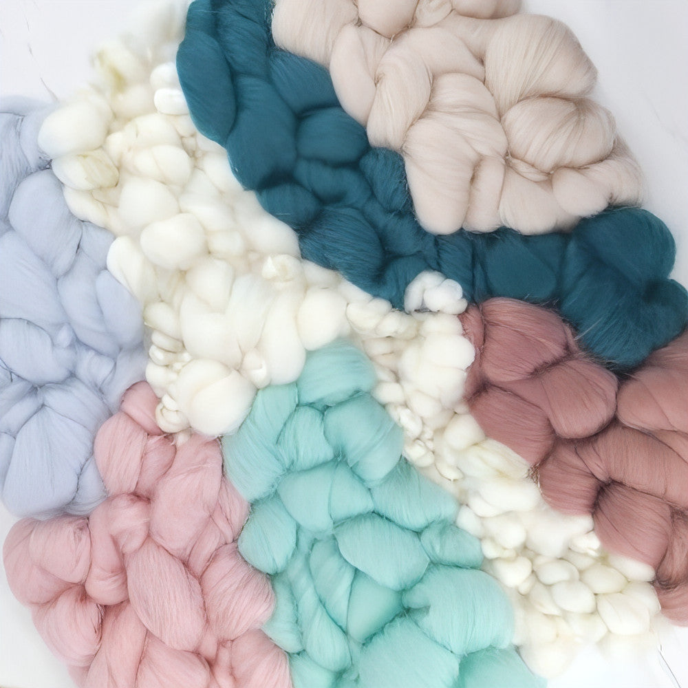 Golden Canvas | White Coil Art Yarn | 10x10 Wall Hanging | Pinks Beige Mints and Grey - BlueRhubarb