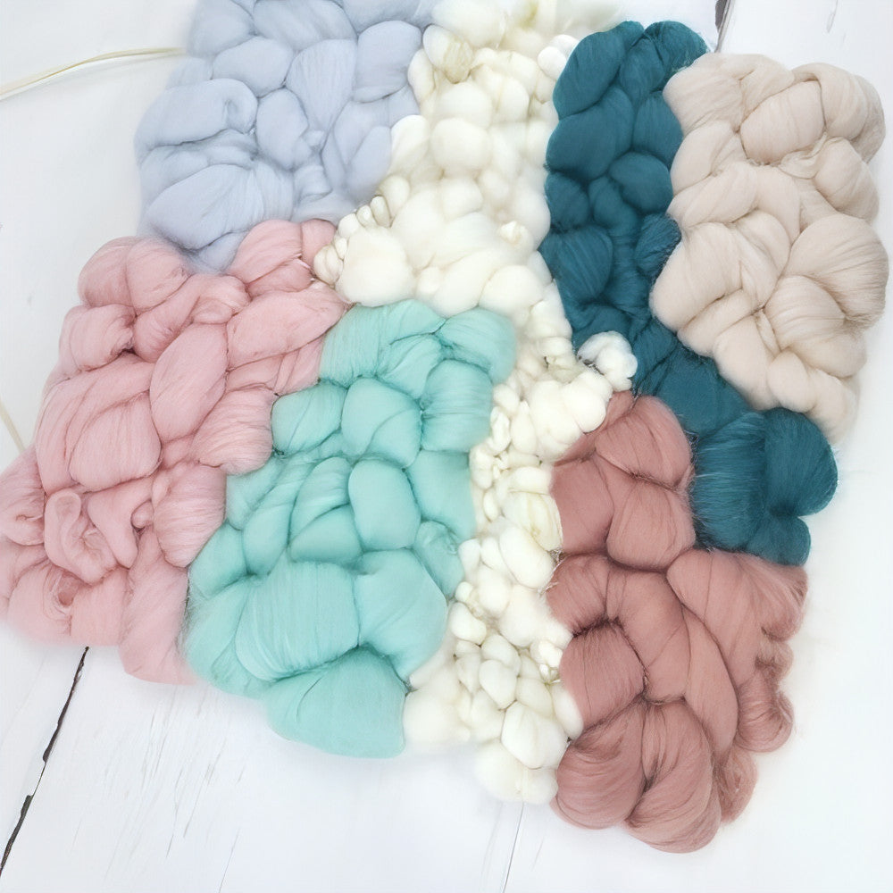 Golden Canvas | White Coil Art Yarn | 10x10 Wall Hanging | Pinks Beige Mints and Grey - BlueRhubarb