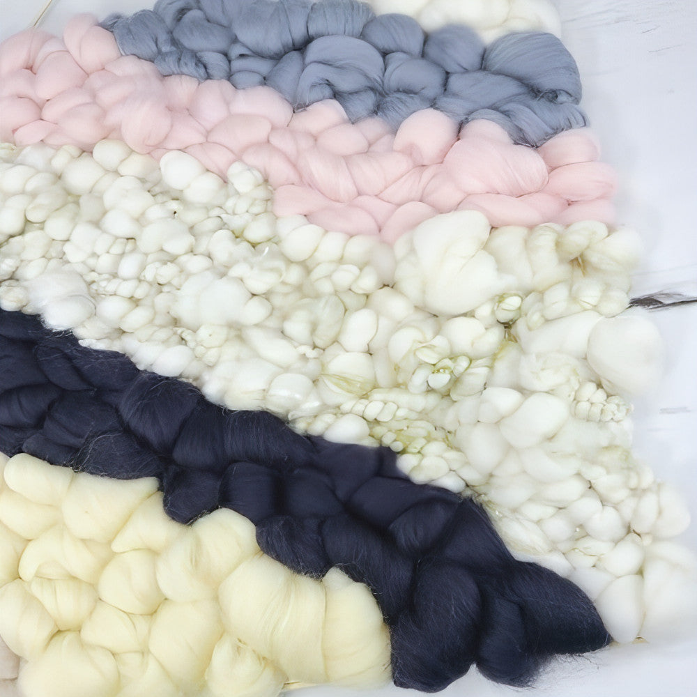 Golden Canvas | White Coil Art Yarn | 12x12 Wall Hanging | Pink Yellow Grey Black - BlueRhubarb