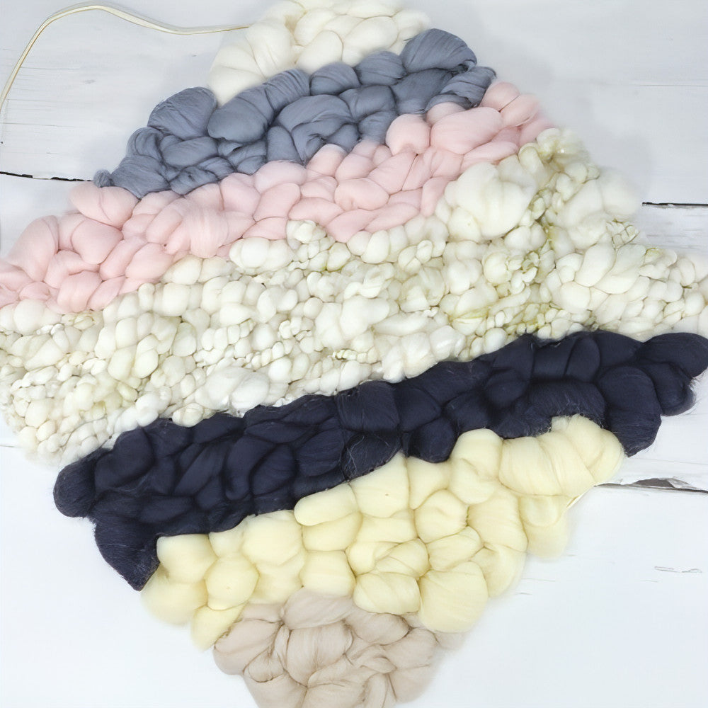 Golden Canvas | White Coil Art Yarn | 12x12 Wall Hanging | Pink Yellow Grey Black - BlueRhubarb