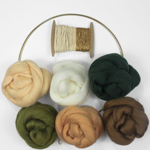 Weaving Kit | Gold Threads | Round Wall Hanging | DIY - BlueRhubarb
