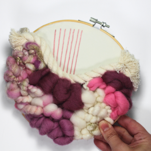 Fiber Art | Coiled Rope | Embroidery Hoop | Pinks