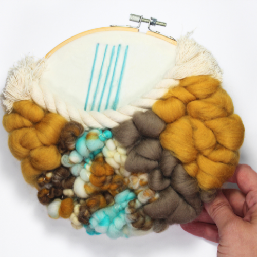 Fiber Art | Coiled Rope | Embroidery Hoop | Yellows and Brown