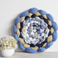 Handmade Round Coiled Art Yarn Fiber Wall Hanging - Blue White Yellow Wall Décor