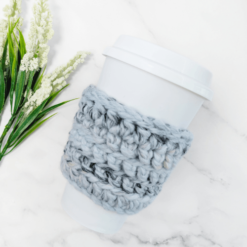 Crochet Cup Cozy Sleeve – Handmade Reusable Coffee Sleeve - Arctic Ice - BlueRhubarb