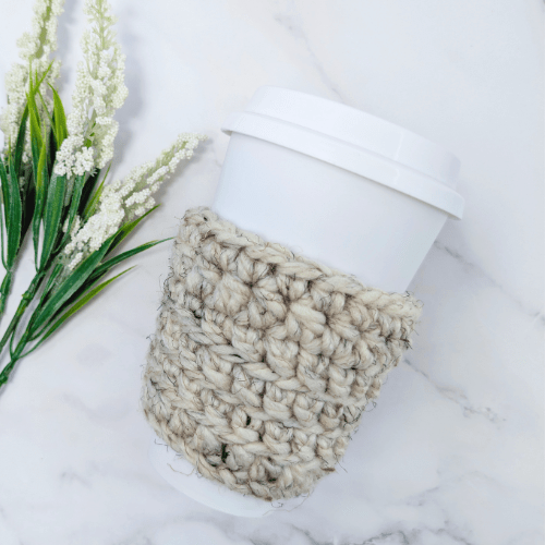Crochet Cup Cozy Sleeve – Handmade Reusable Coffee Sleeve - Oatmeal - BlueRhubarb