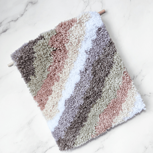 Handmade DIY Latch Hook Kit - Neutral Buttercream Palette - Modern Fiber Art