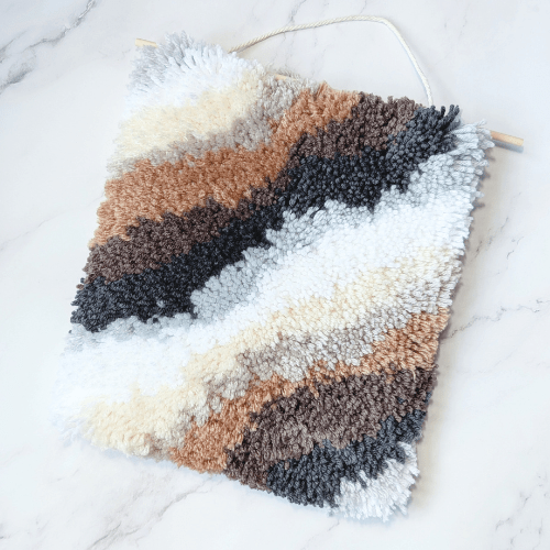 Handmade DIY Latch Hook Kit - Neutral Earth Tones - Modern Fiber Art