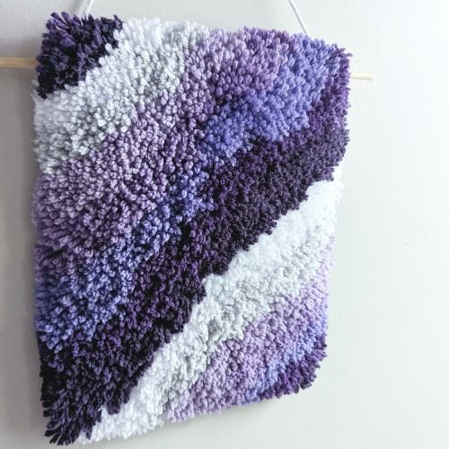 Handmade DIY Latch Hook Kit - Purple Palette - Modern Fiber Art