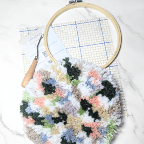 Handmade DIY Round Latch Hook Kit - Neutral Coastal