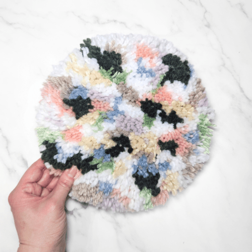 Handmade DIY Round Latch Hook Kit - Neutral Coastal