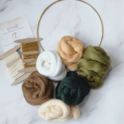 DIY Weaving Kit - Earth Tones - Signature Gold Threads Kit - BlueRhubarb