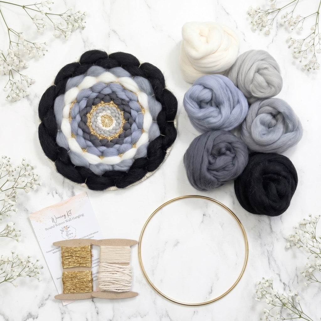 Handmade DIY Weaving Kit For Beginners - Black Monochromatic