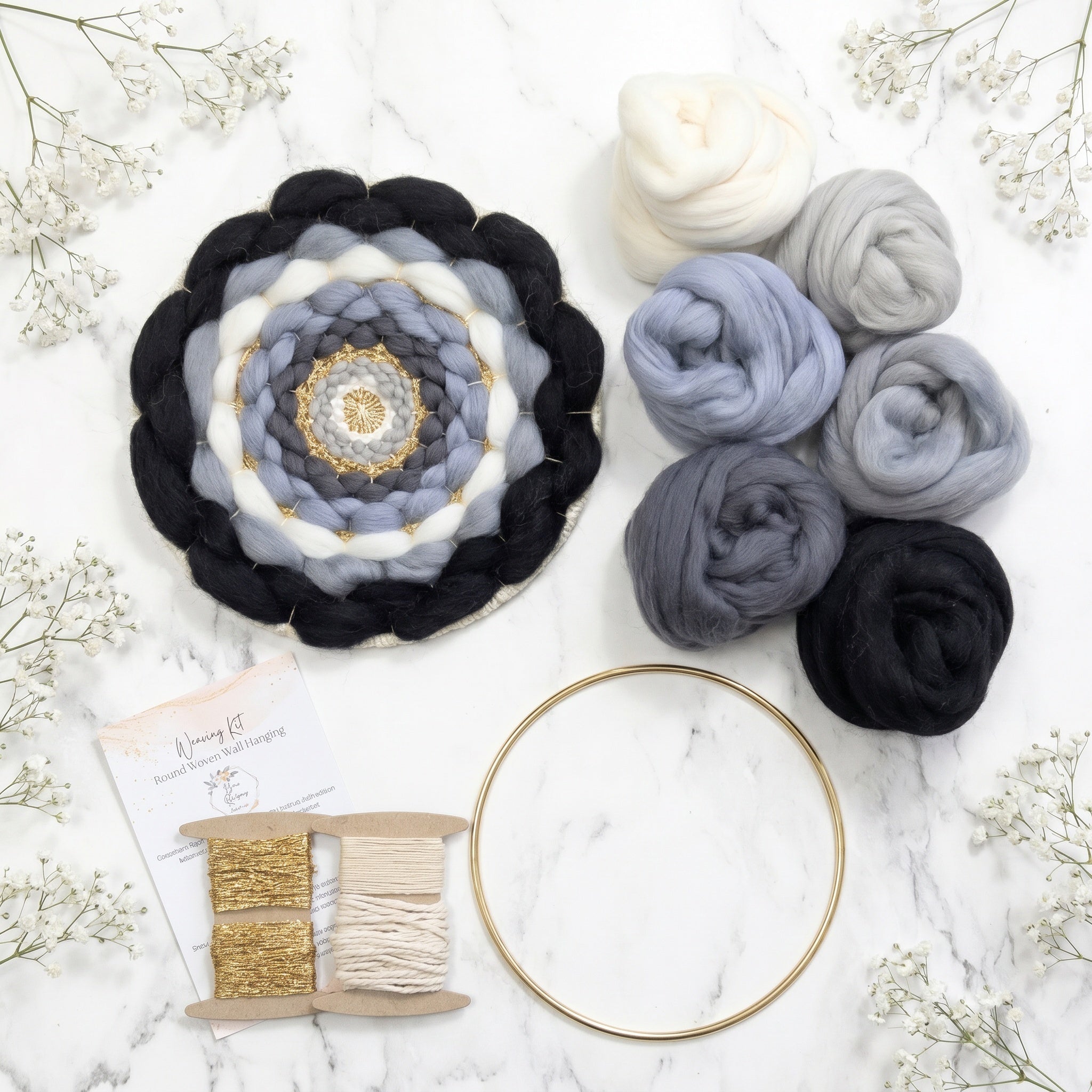 Handmade DIY Weaving Kit For Beginners - Black Monochromatic