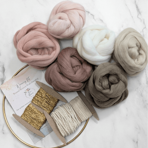Handmade DIY Fiber Wall Art DIY Weaving Kit For Beginners - Neutral Blush Tones