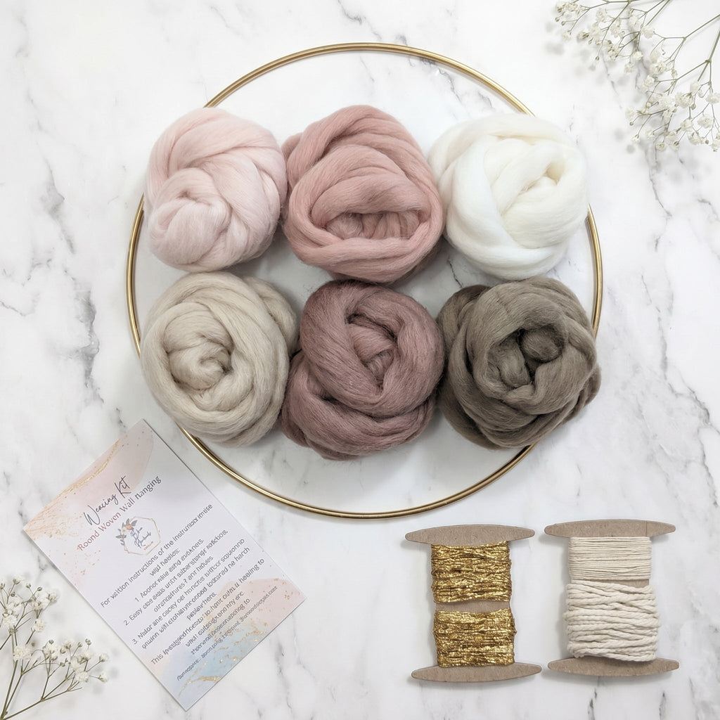 Handmade DIY Fiber Wall Art DIY Weaving Kit For Beginners - Neutral Blush Tones
