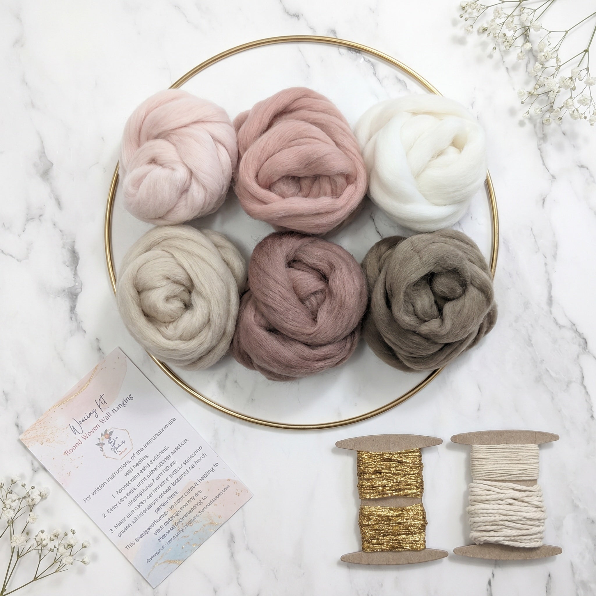 Handmade DIY Fiber Wall Art DIY Weaving Kit For Beginners - Neutral Blush Tones