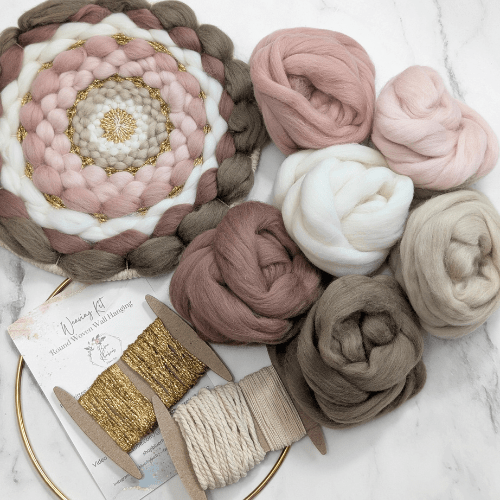 Handmade DIY Fiber Wall Art DIY Weaving Kit For Beginners - Neutral Blush Tones