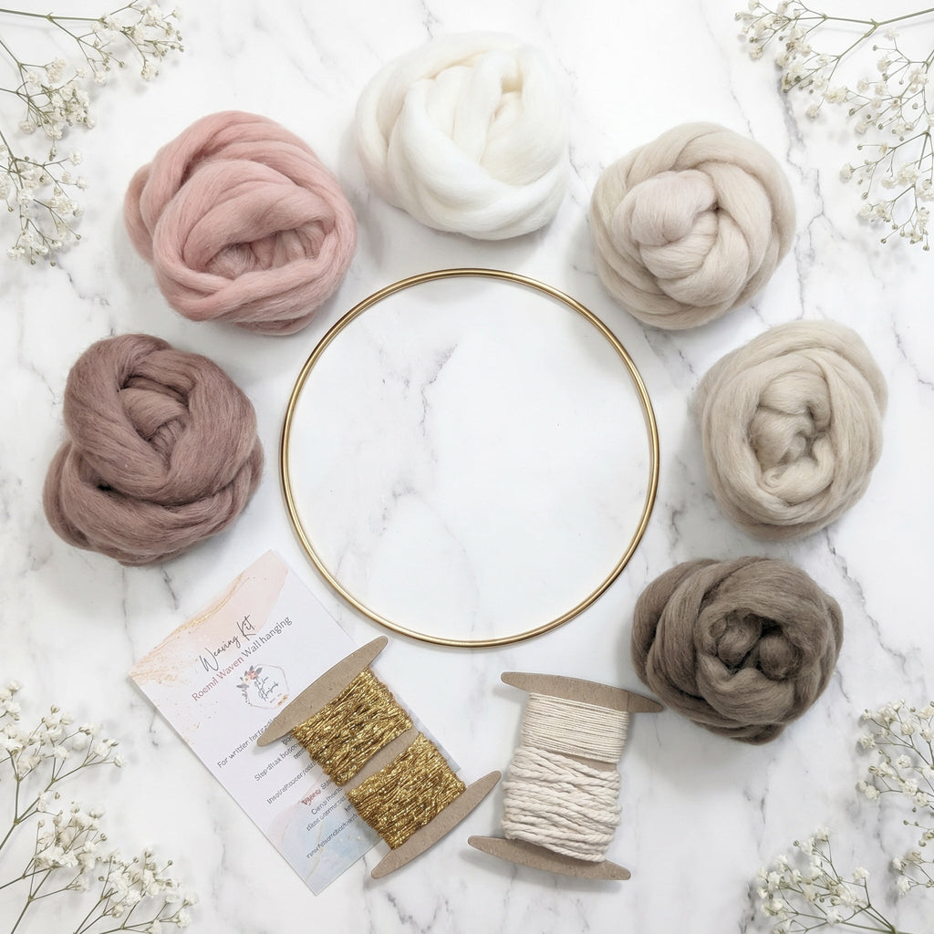 Handmade DIY Fiber Wall Art DIY Weaving Kit For Beginners - Neutral Blush Tones
