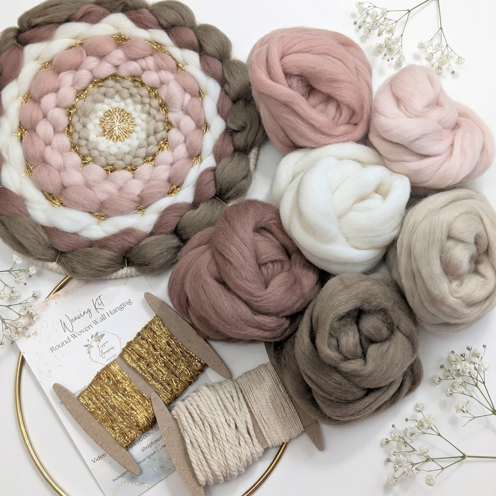 Handmade DIY Fiber Wall Art DIY Weaving Kit For Beginners - Neutral Blush Tones