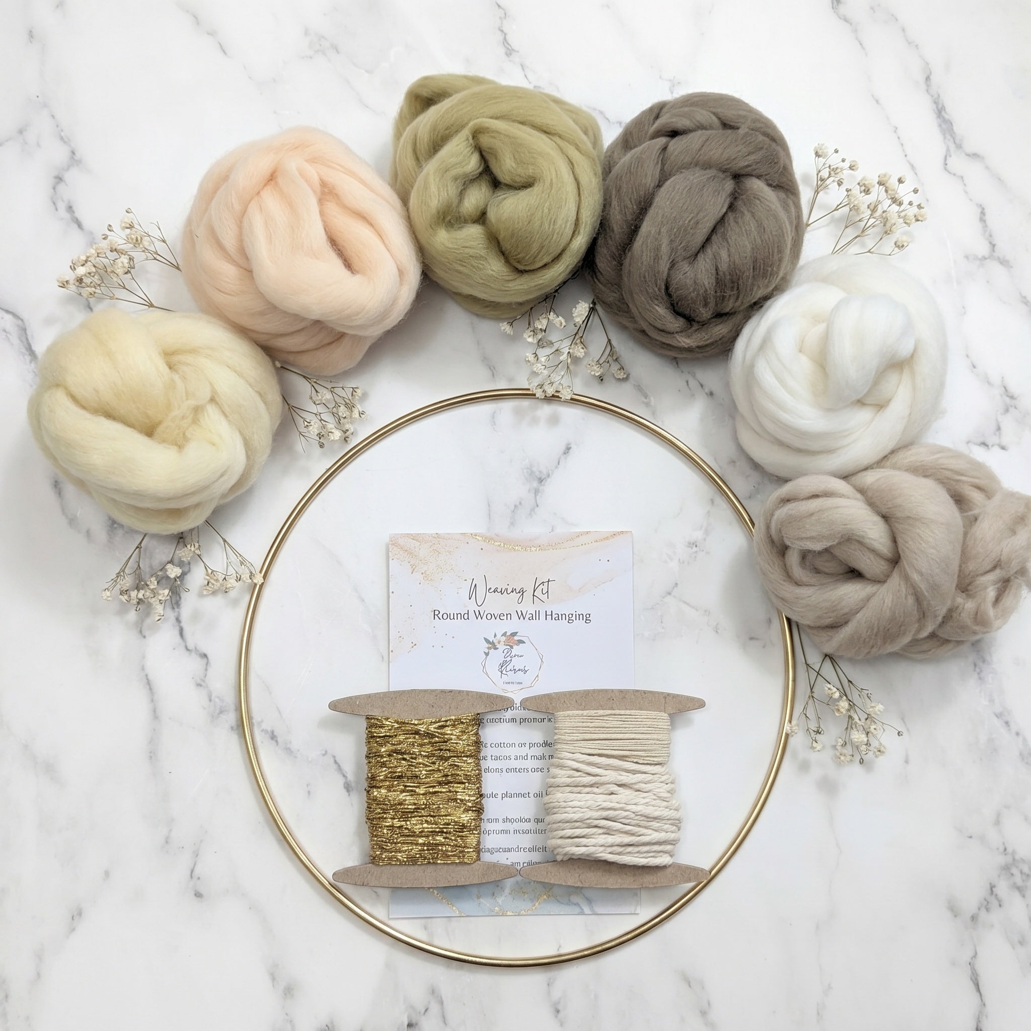Handmade DIY Fiber Wall Art DIY Weaving Kit For Beginners - Neutral Yellow Tones