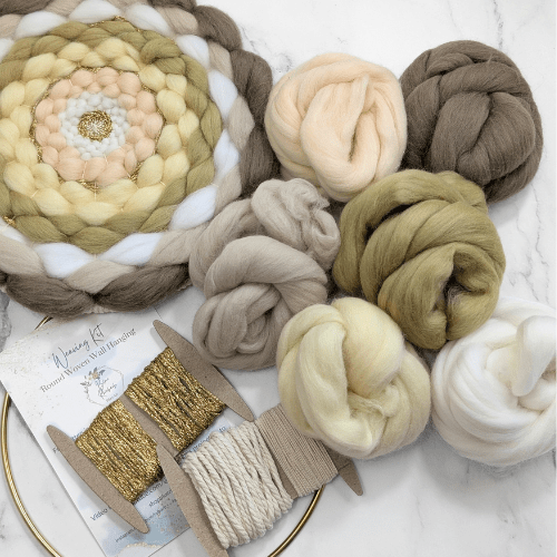 Handmade DIY Fiber Wall Art DIY Weaving Kit For Beginners - Neutral Yellow Tones