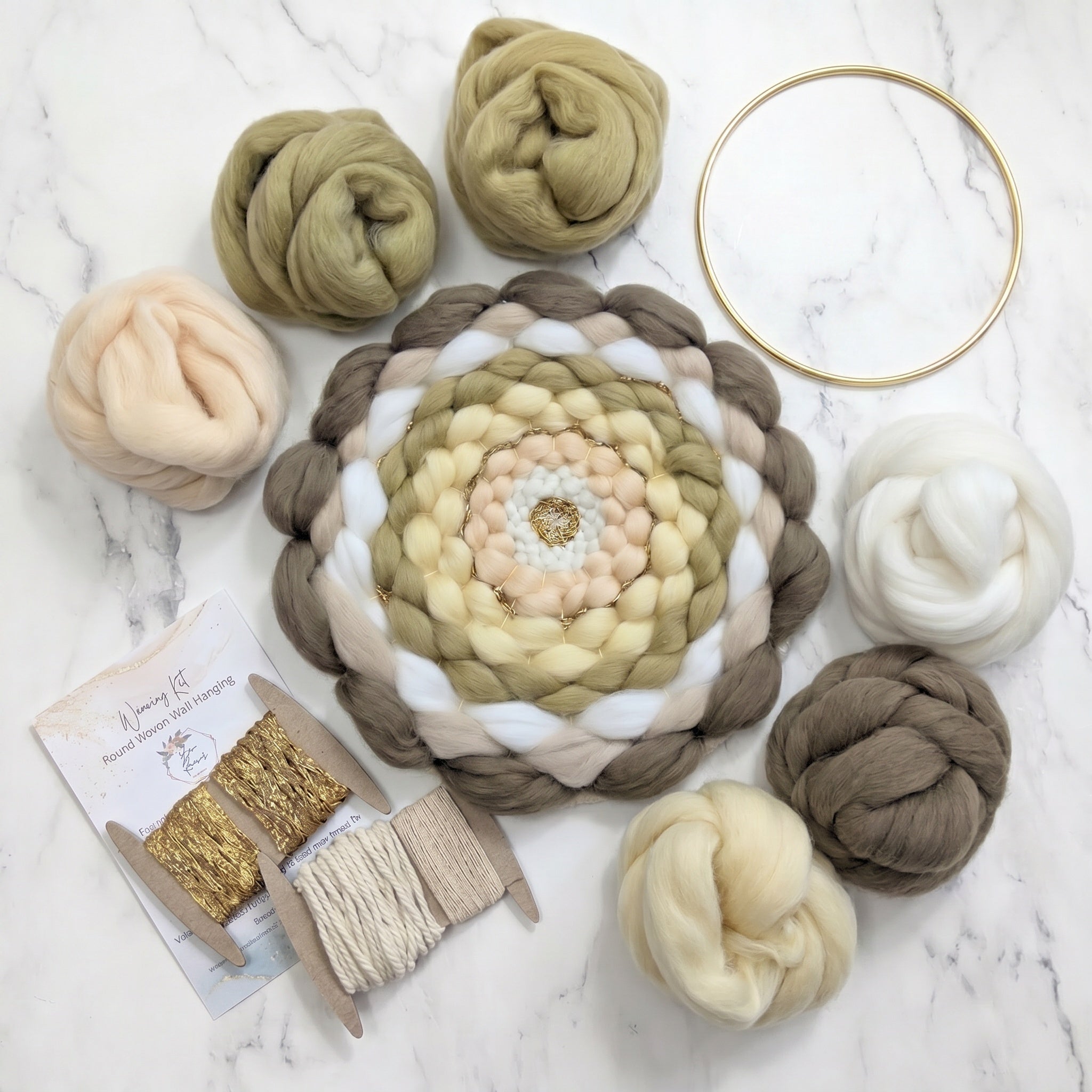 Handmade DIY Fiber Wall Art DIY Weaving Kit For Beginners - Neutral Yellow Tones