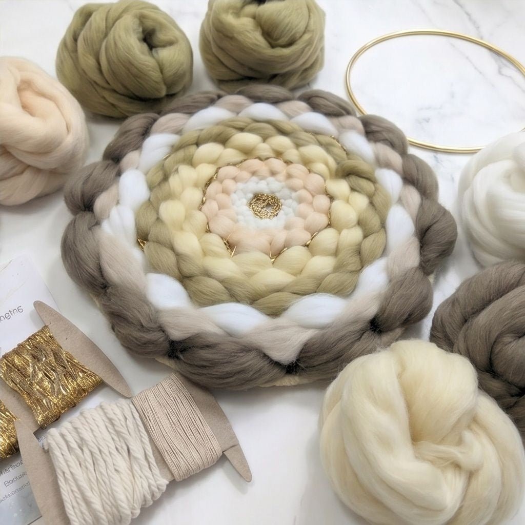Handmade DIY Fiber Wall Art DIY Weaving Kit For Beginners - Neutral Yellow Tones