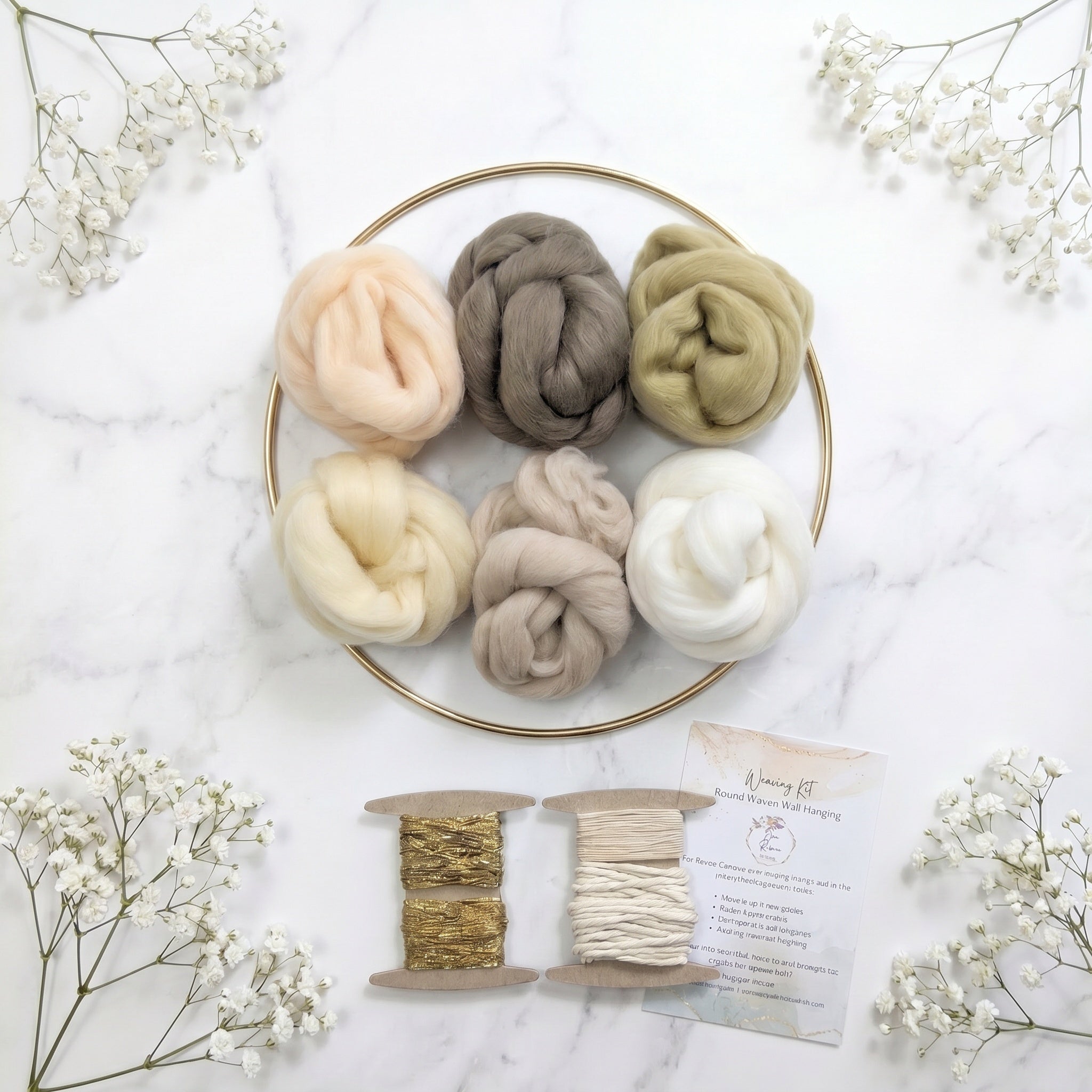 Handmade DIY Fiber Wall Art DIY Weaving Kit For Beginners - Neutral Yellow Tones
