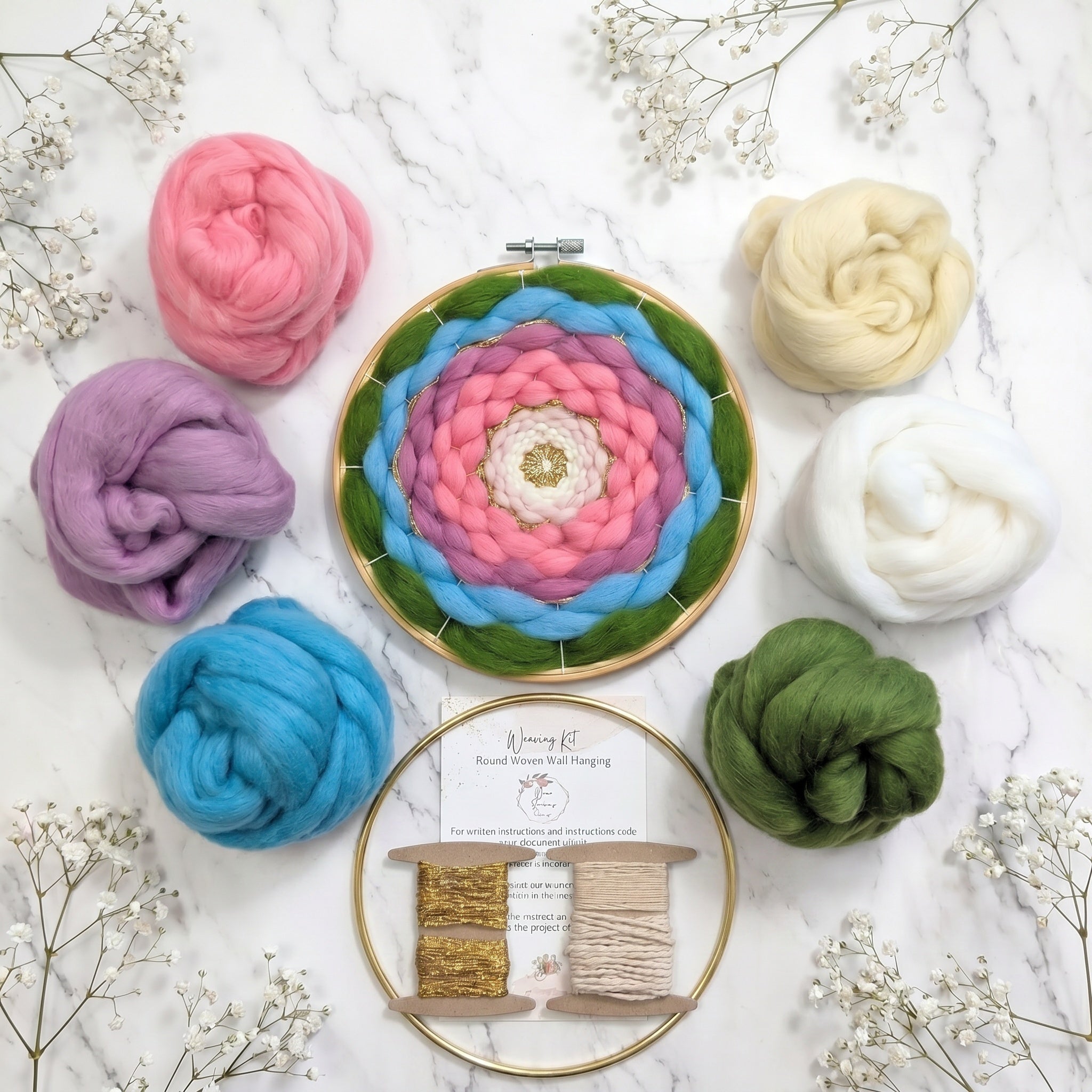 Handmade DIY Fiber Wall Art DIY Weaving Kit For Beginners - Pastel Rainbow