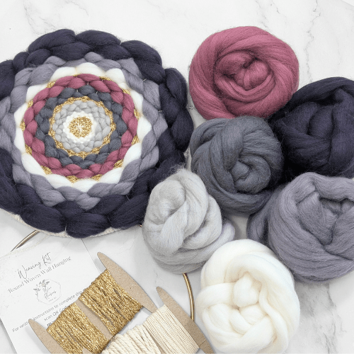 Handmade DIY Fiber Wall Art DIY Weaving Kit For Beginners - Smokey Purple Tones