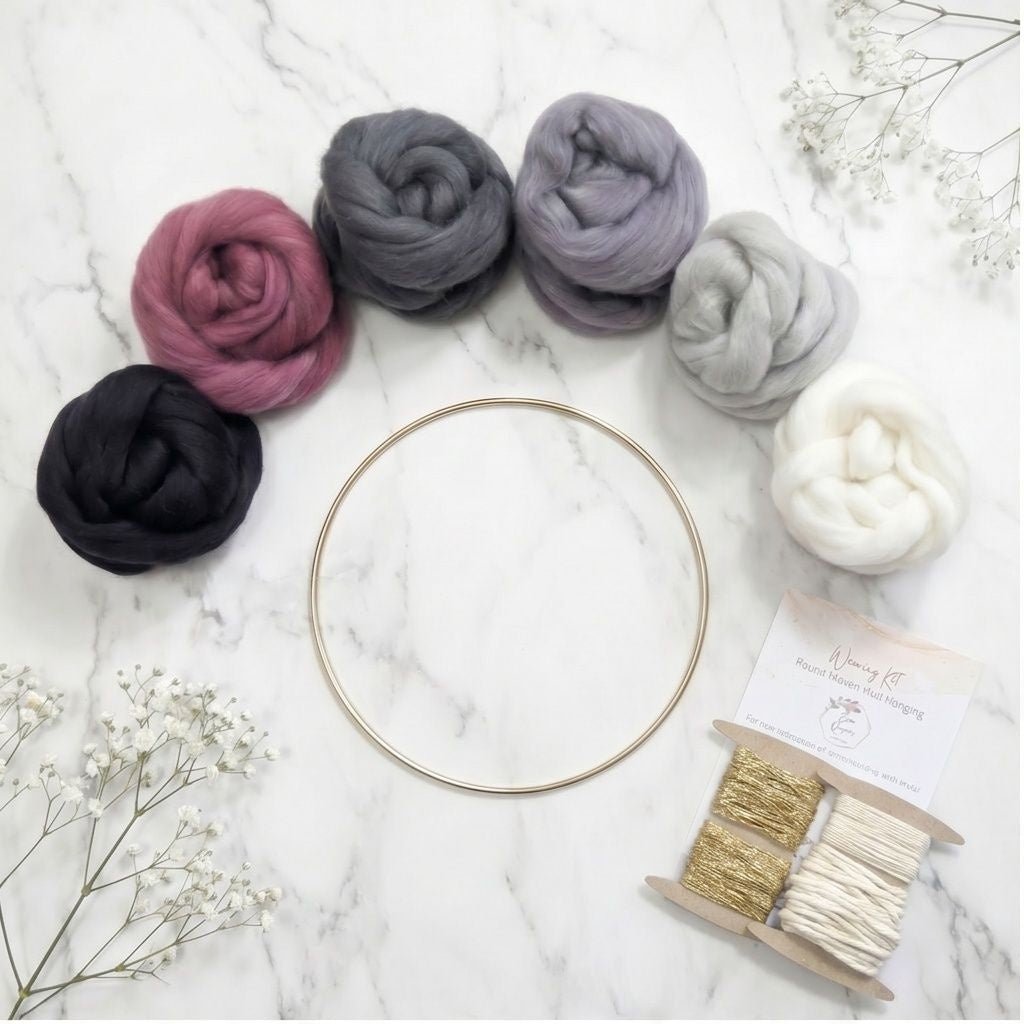Handmade DIY Fiber Wall Art DIY Weaving Kit For Beginners - Smokey Purple Tones