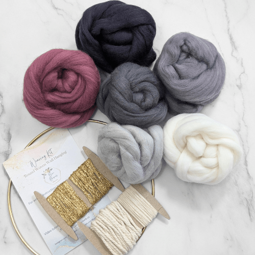 Handmade DIY Fiber Wall Art DIY Weaving Kit For Beginners - Smokey Purple Tones