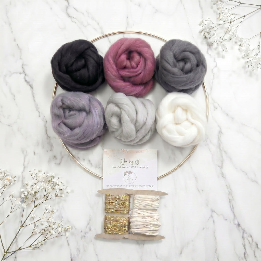 Handmade DIY Fiber Wall Art DIY Weaving Kit For Beginners - Smokey Purple Tones