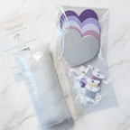 Handmade DIY Felt Heart Garland Kit - Purples and Grey Palette - Heart Garland